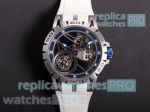 Swiss Replica Roger Dubuis Excalibur Skeleton Flying Tourbillon Watch Blue Inner